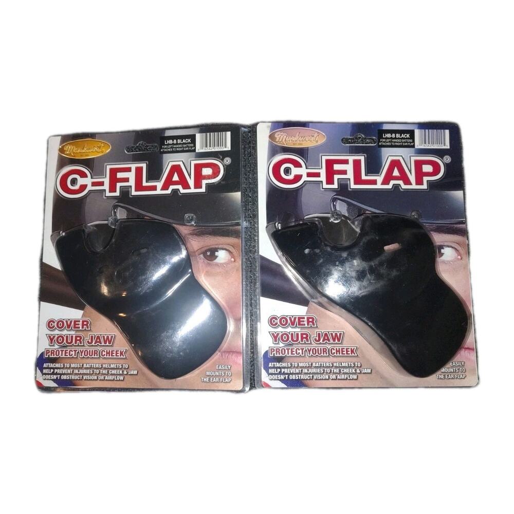 2 Pack Lot C-Flap Batters Helmet Facial Face Protector LHB-B Left Hand Black